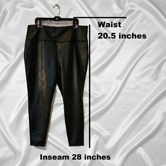 Tinseltown Plus Size 2X Black Faux Leather Leggings High Rise Vegan Pants NWOT - Picture 7 of 8